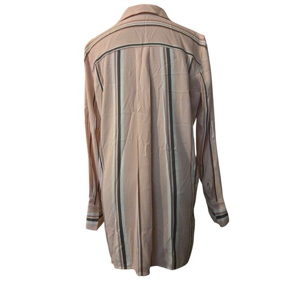 Lafayette 148 New York S Tunic Venita Parasol Stripe Crepe Blouse Long Sleeve - Picture 2 of 8